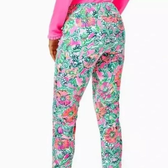 NWOT Lilly Pulitzer Luxletic Corso Como Cropped Soleil Pink Pants 10 - Picture 2 of 3